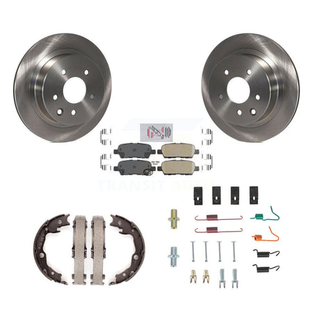 Rear Disc Rotors Ceramic Pads Parking Brake Shoes Hardware Kit For Nissan Rogue LEAF Juke K8A-108835