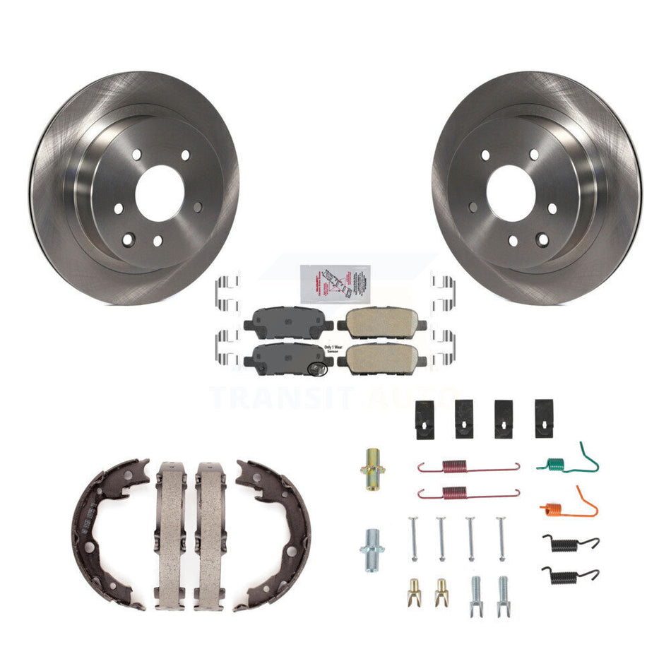 Rear Disc Rotors Ceramic Pads Parking Brake Shoes Hardware Kit For Nissan Rogue LEAF Juke K8A-108835