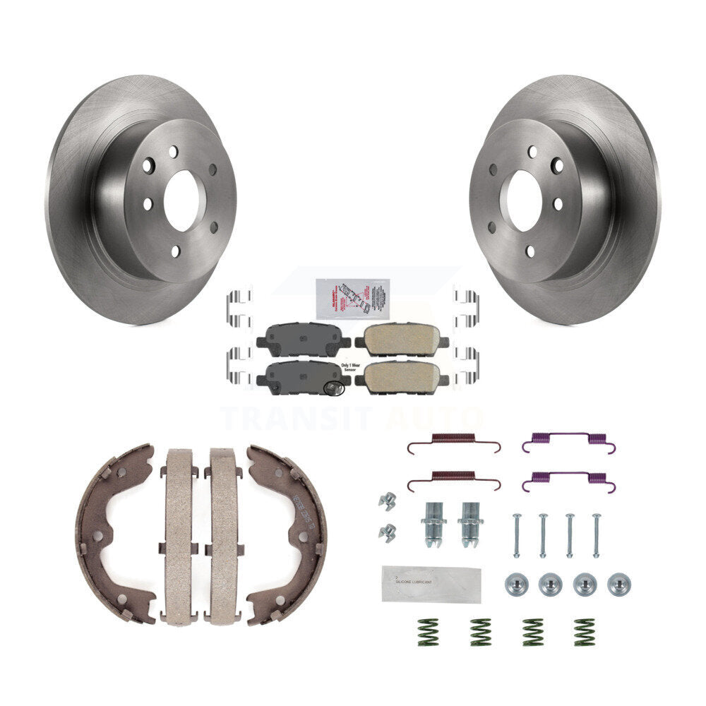Rear Disc Rotors Ceramic Pads Parking Brake Shoes & Hardware Kit For Nissan Altima Maxima K8A-108842