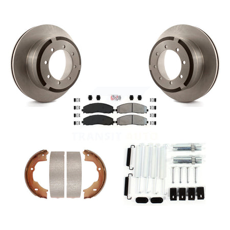 Rear Disc Rotors Semi-Metallic Pads Parking Shoes Hardware Kit For Ford F-450 Super Duty K8A-108846