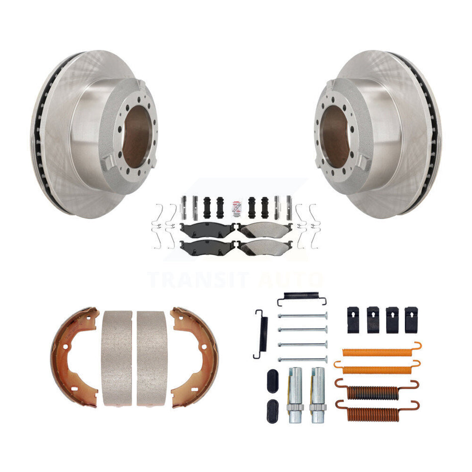 Rear Disc Rotors Semi-Metallic Pads Parking Shoes Hardware Kit For Ford F-450 Super Duty K8A-108847