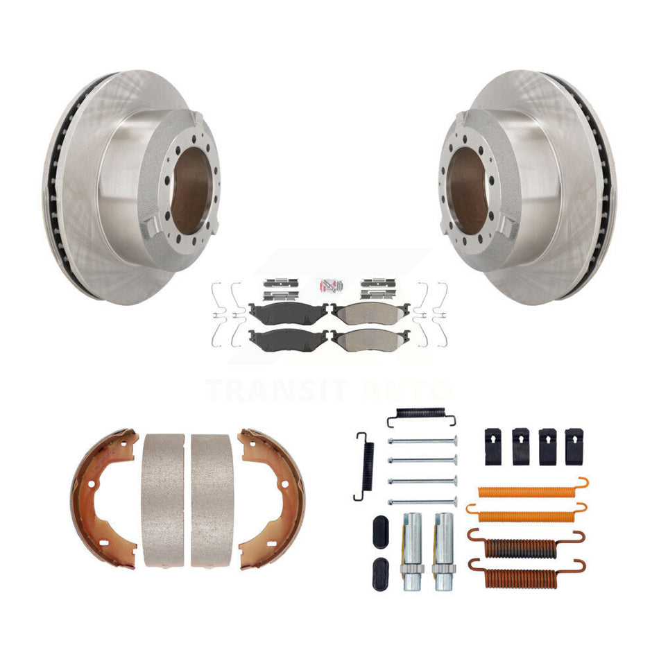 Rear Disc Rotors Semi-Metallic Pads Parking Shoes Hardware Kit For Ford F-450 Super Duty K8A-108849