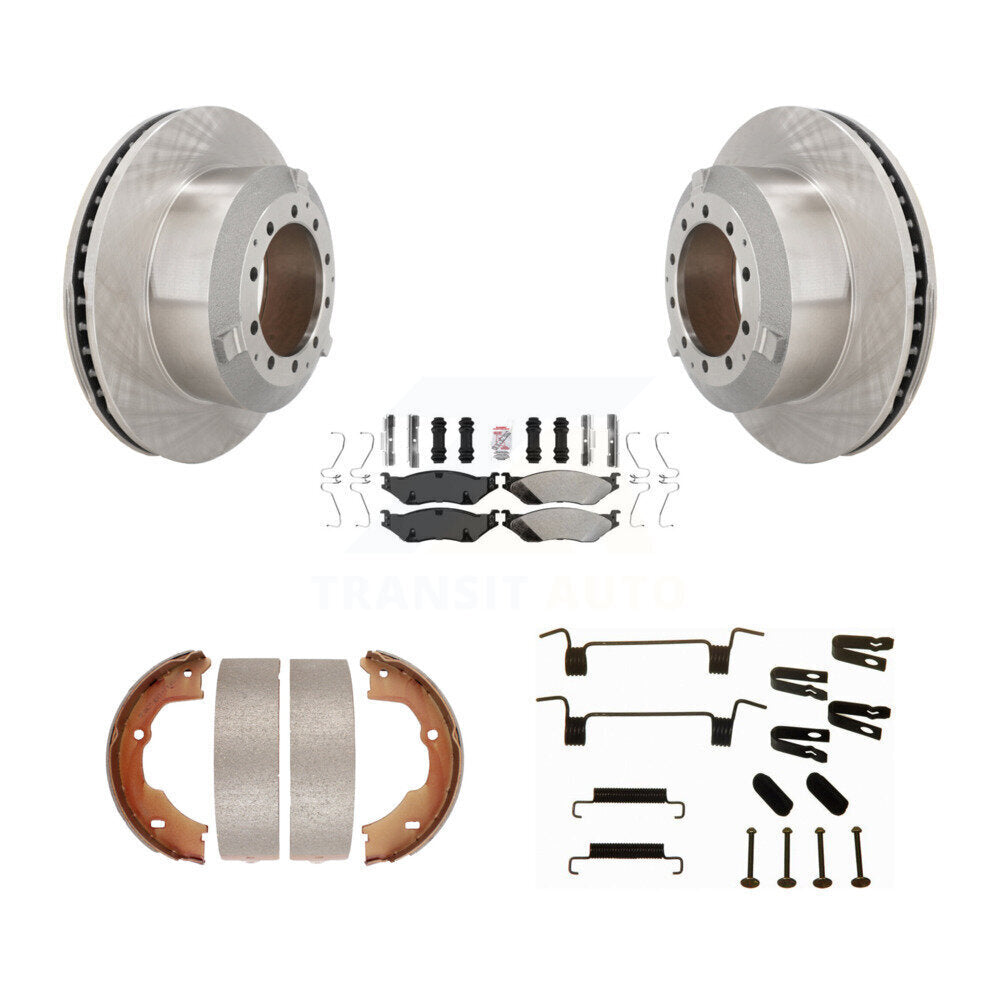 Rear Disc Rotors Semi-Metallic Pads Parking Shoes Hardware Kit For Ford F-450 Super Duty K8A-108853