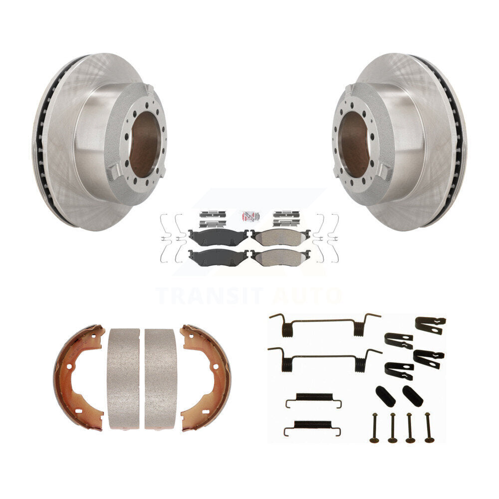 Rear Disc Rotors Semi-Metallic Pads Parking Shoes Hardware Kit For Ford F-450 Super Duty K8A-108854