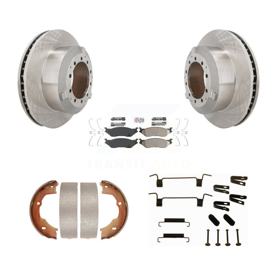 Rear Disc Rotors Semi-Metallic Pads Parking Shoes Hardware Kit For Ford F-450 Super Duty K8A-108854