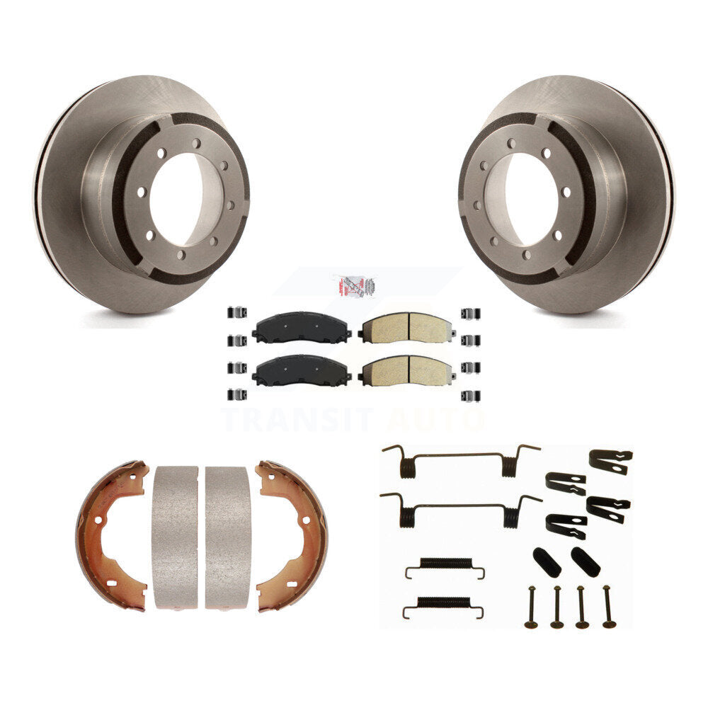 Rear Disc Rotors Semi-Metallic Pads Parking Shoes Hardware Kit For Ford F-450 Super Duty K8A-108855