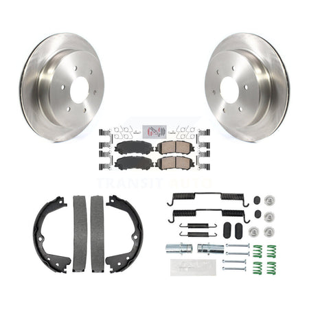 Rear Disc Rotors Ceramic Pads Parking Brake Shoes Hardware Kit For 2017-2023 Nissan TITAN K8A-108856