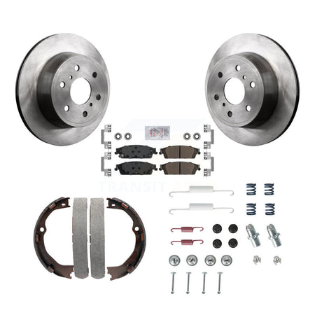 Rear Disc Rotors Semi-Metallic Pads Parking Shoes & Hardware Kit For GMC Chevrolet Sierra K8A-108858