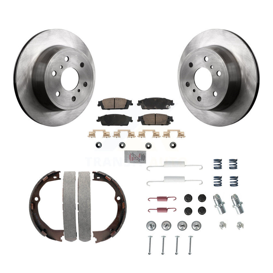 Rear Disc Rotors Ceramic Pads Parking Shoes Hardware Kit For GMC Chevrolet Sierra 1500 XL K8A-108859