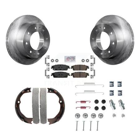 Rear Disc Rotors Semi-Metallic Pads Parking Shoes And Hardware Kit For Chevrolet Suburban K8A-108861