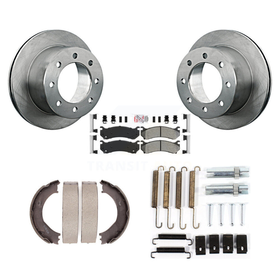 Rear Disc Rotors Semi-Metallic Pads Parking Brake Shoes And Hardware Kit For K8A-108874