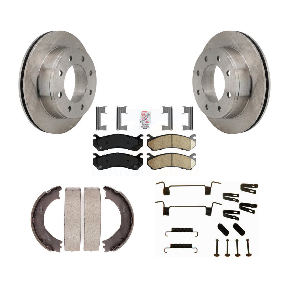Rear Disc Rotors Ceramic Pads Parking Shoes Hardware Kit For Chevrolet Silverado 2500 HD K8A-108877