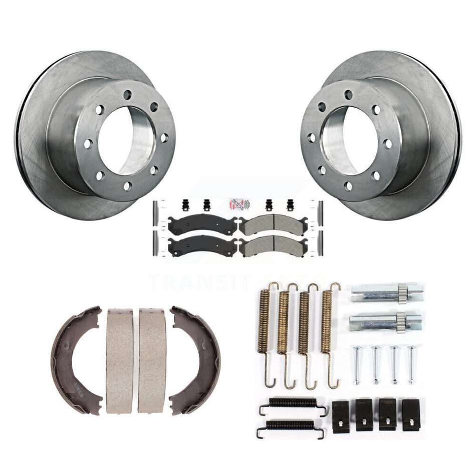 Rear Disc Rotors Semi-Metallic Pads Parking Shoes & Hardware Kit For Chevrolet Silverado K8A-108881