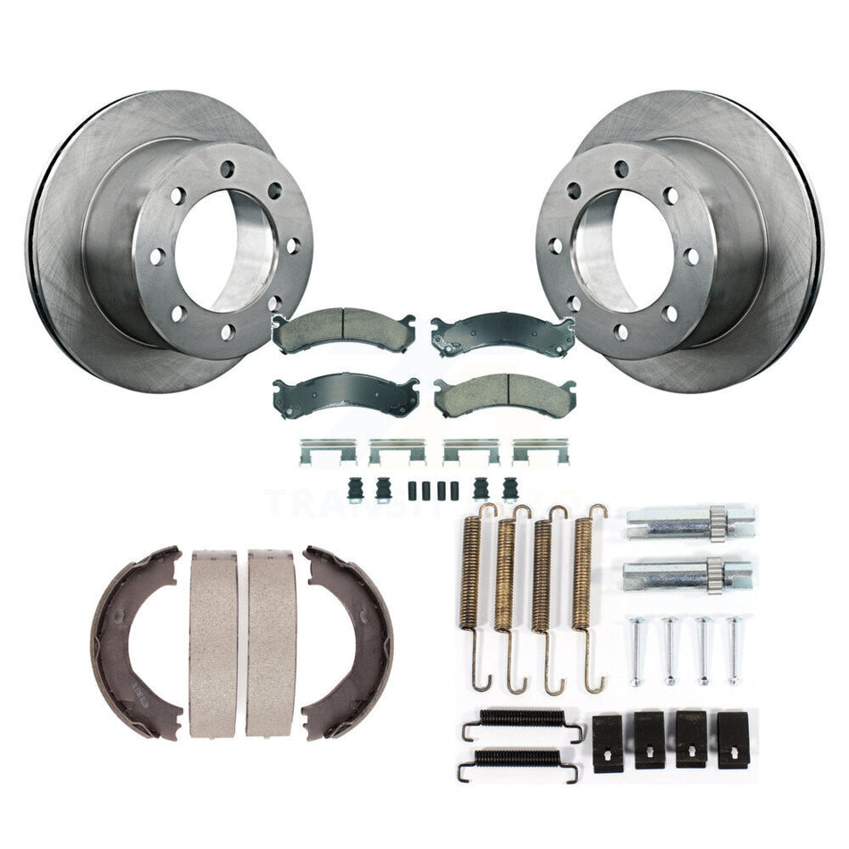 Rear Disc Rotors Ceramic Pads Parking Shoes Hardware Kit For Chevrolet Silverado 3500 GMC K8A-108883
