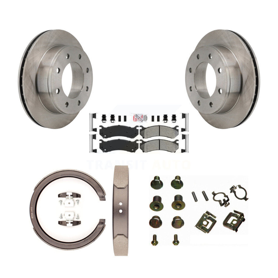 Rear Disc Rotors Semi-Metallic Pads Parking Shoes And Hardware Kit For GMC Sierra 1500 HD K8A-108889