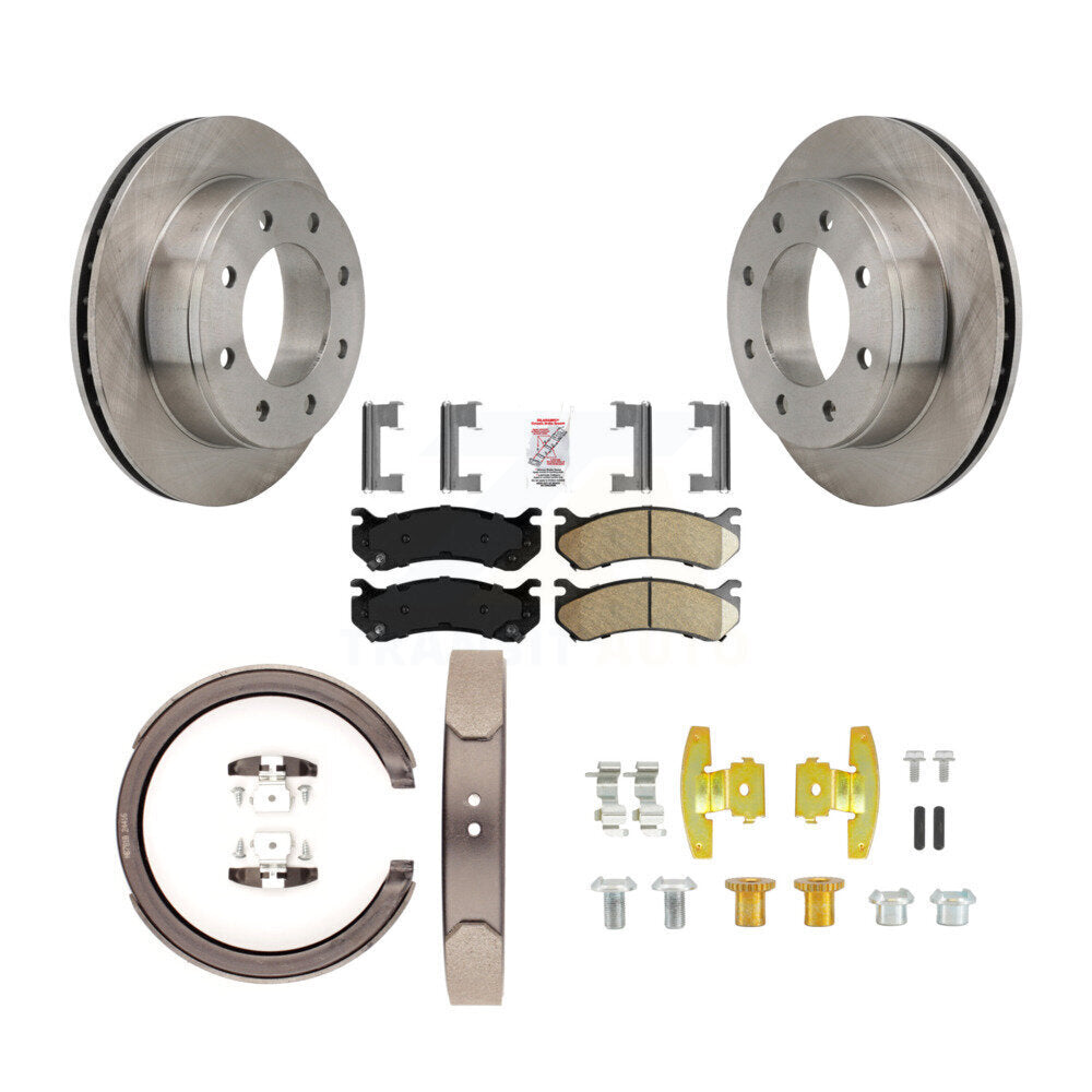 Rear Disc Rotors Ceramic Pads Parking Shoes Hardware Kit For Chevrolet Silverado 1500 HD K8A-108890