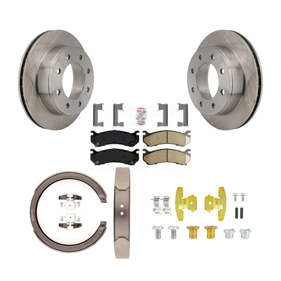 Rear Disc Rotors Ceramic Pads Parking Shoes Hardware Kit For Chevrolet Silverado 1500 HD K8A-108890