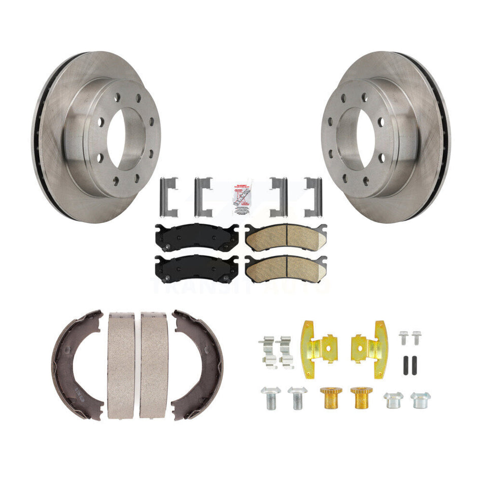 Rear Disc Rotors Ceramic Pads Parking Shoes Hardware Kit For Chevrolet GMC Silverado 1500 K8A-108891