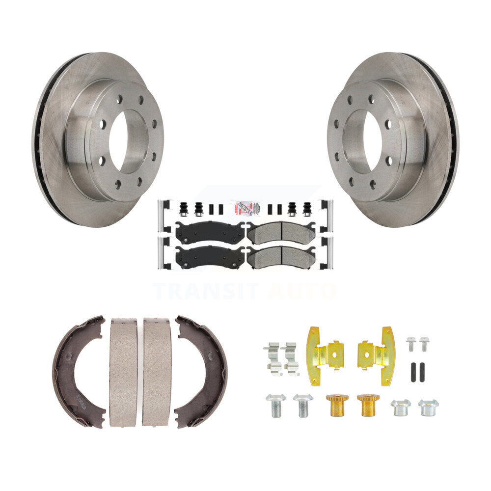 Rear Disc Rotors Semi-Metallic Pads Parking Shoes Hardware Kit For Chevrolet GMC 1500 HD K8A-108893