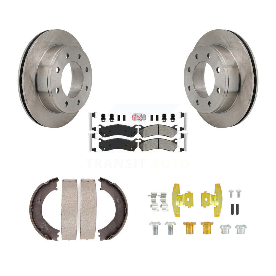 Rear Disc Rotors Semi-Metallic Pads Parking Shoes Hardware Kit For Chevrolet GMC 1500 HD K8A-108893
