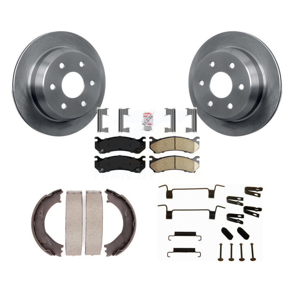 Rear Disc Rotors Ceramic Pads Parking Shoes Hardware Kit For Chevrolet Silverado 2500 HD K8A-108894