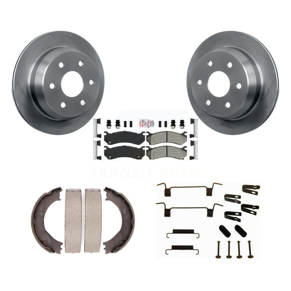 Rear Disc Rotors Semi-Metallic Pads Parking Shoes Hardware Kit For Chevrolet Silverado HD K8A-108895