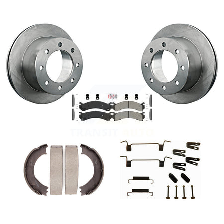 Rear Disc Rotors Semi-Metallic Pads Parking Shoes And Hardware Kit For GMC Sierra 3500 HD K8A-108896