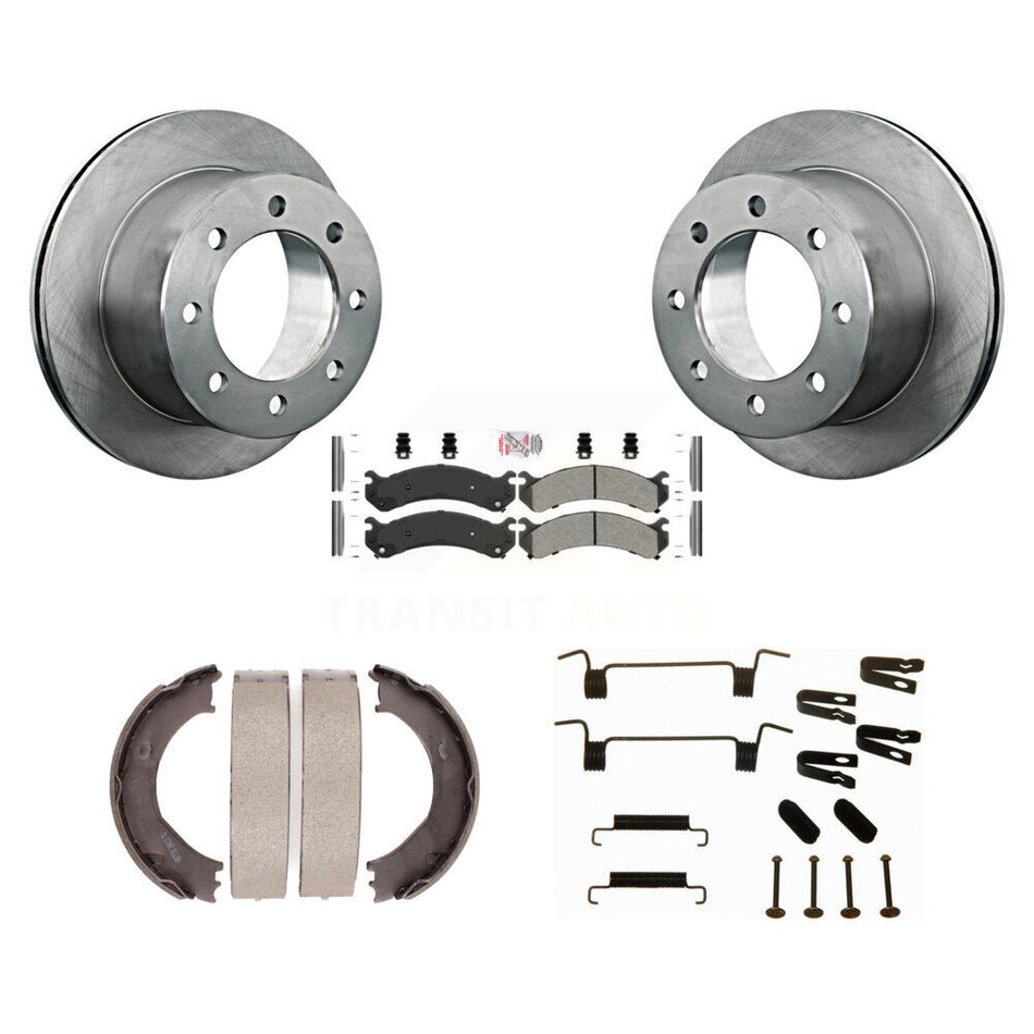 Rear Disc Rotors Semi-Metallic Pads Parking Shoes And Hardware Kit For GMC Sierra 3500 HD K8A-108896