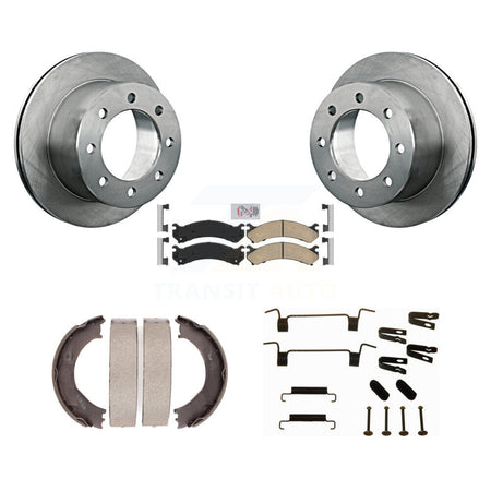Rear Disc Rotors Ceramic Pads Parking Brake Shoes And Hardware Kit For GMC Sierra 3500 HD K8A-108897