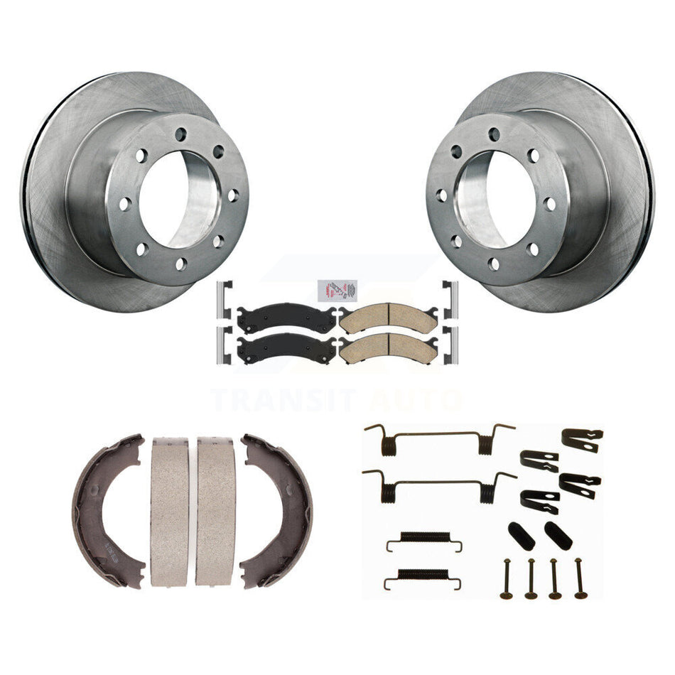 Rear Disc Rotors Ceramic Pads Parking Brake Shoes And Hardware Kit For GMC Sierra 3500 HD K8A-108897