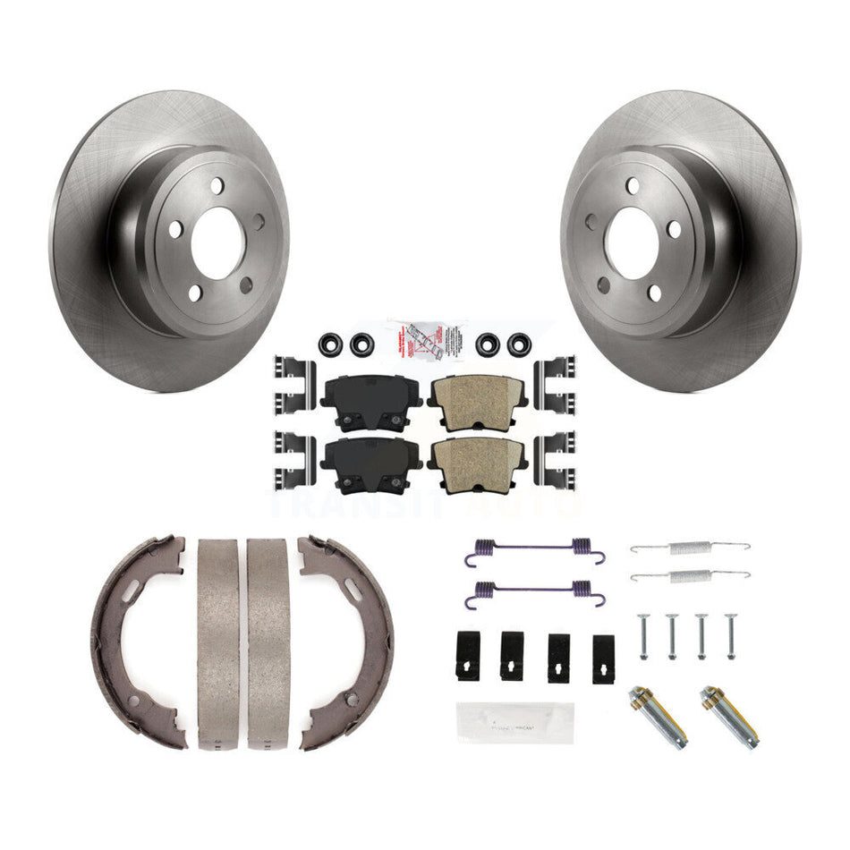 Rear Disc Rotors Ceramic Pads Parking Shoes & Hardware Kit For Dodge Chrysler 300 Charger K8A-108900