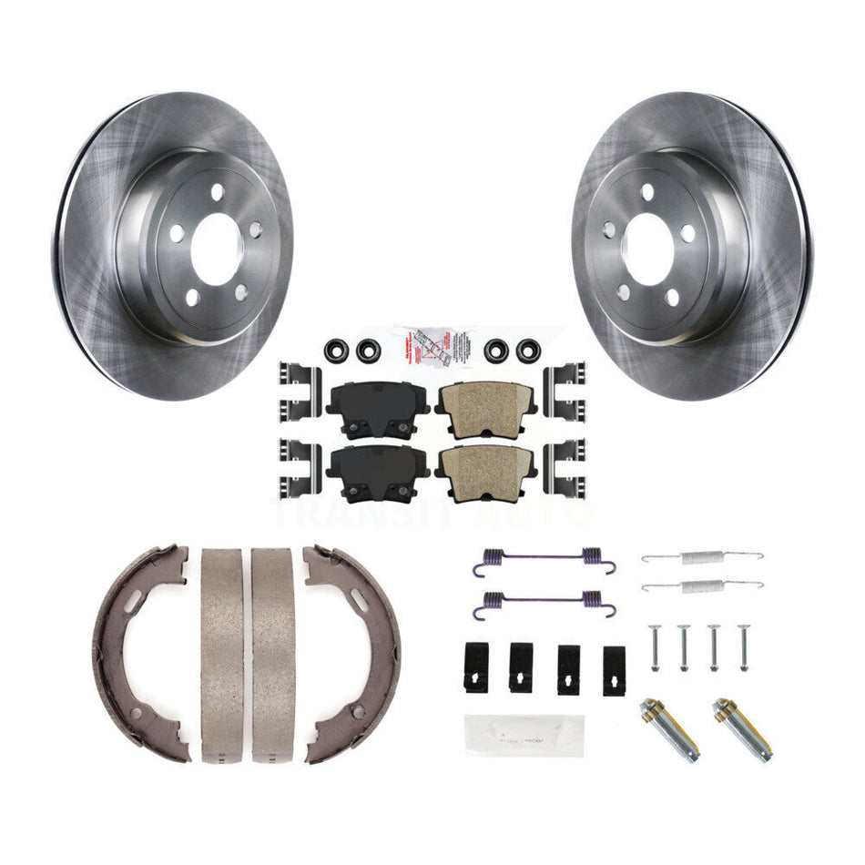 Rear Disc Rotors Ceramic Pads Parking Shoes & Hardware Kit For Dodge Chrysler 300 Charger K8A-108901