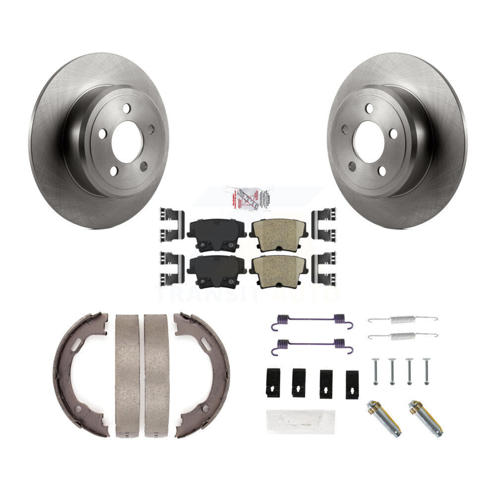 Rear Disc Rotors Ceramic Pads Parking Shoes & Hardware Kit For Dodge Chrysler 300 Charger K8A-108902