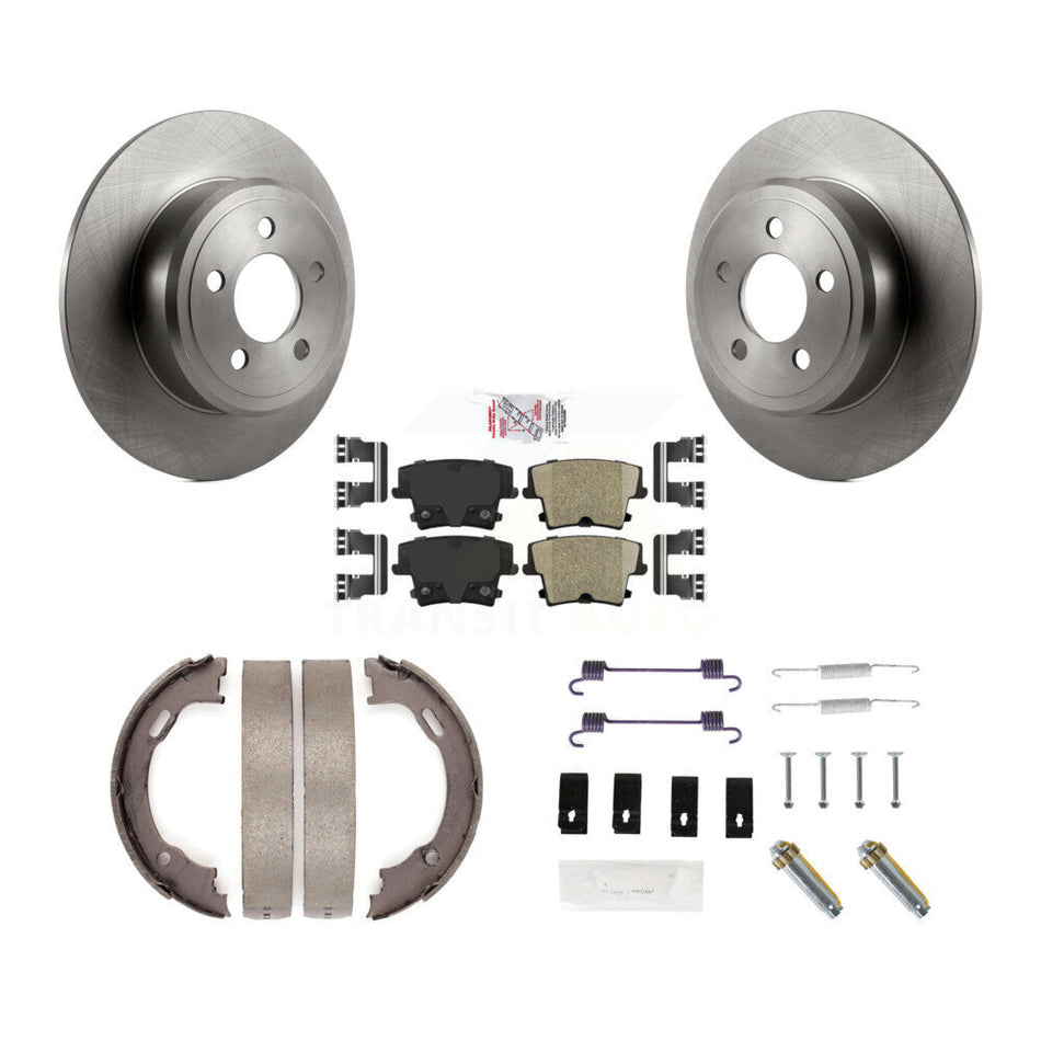 Rear Disc Rotors Ceramic Pads Parking Shoes & Hardware Kit For Dodge Chrysler 300 Charger K8A-108902