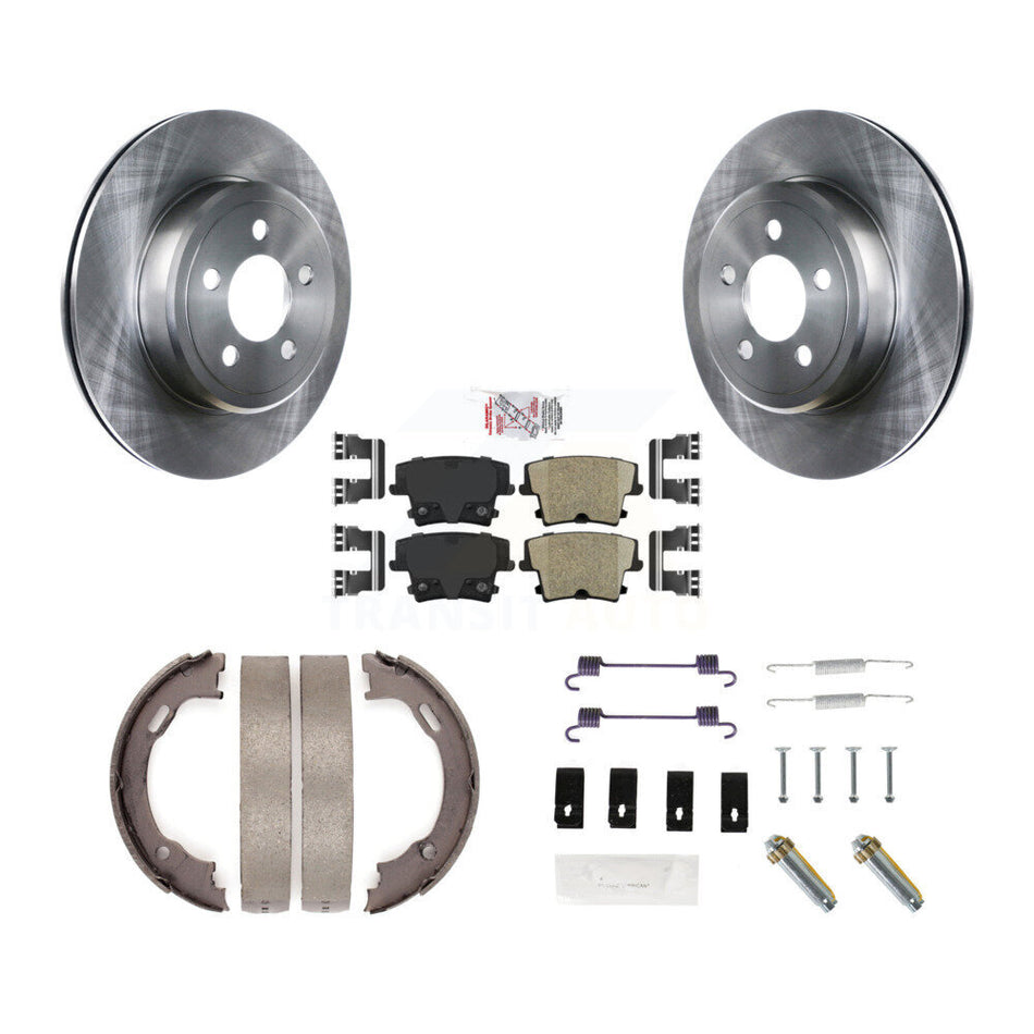 Rear Disc Rotors Ceramic Pads Parking Shoes & Hardware Kit For Dodge Chrysler 300 Charger K8A-108903