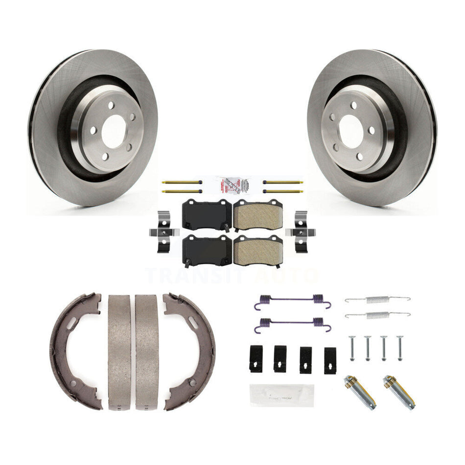 Rear Disc Rotors Semi-Metallic Pads Parking Shoes Hardware Kit For Dodge Charger Chrysler K8A-108904