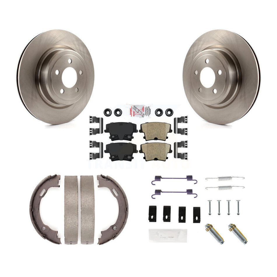 Rear Disc Rotors Ceramic Pads Parking Brake Shoes & Hardware Kit For Dodge Charger Magnum K8A-108905