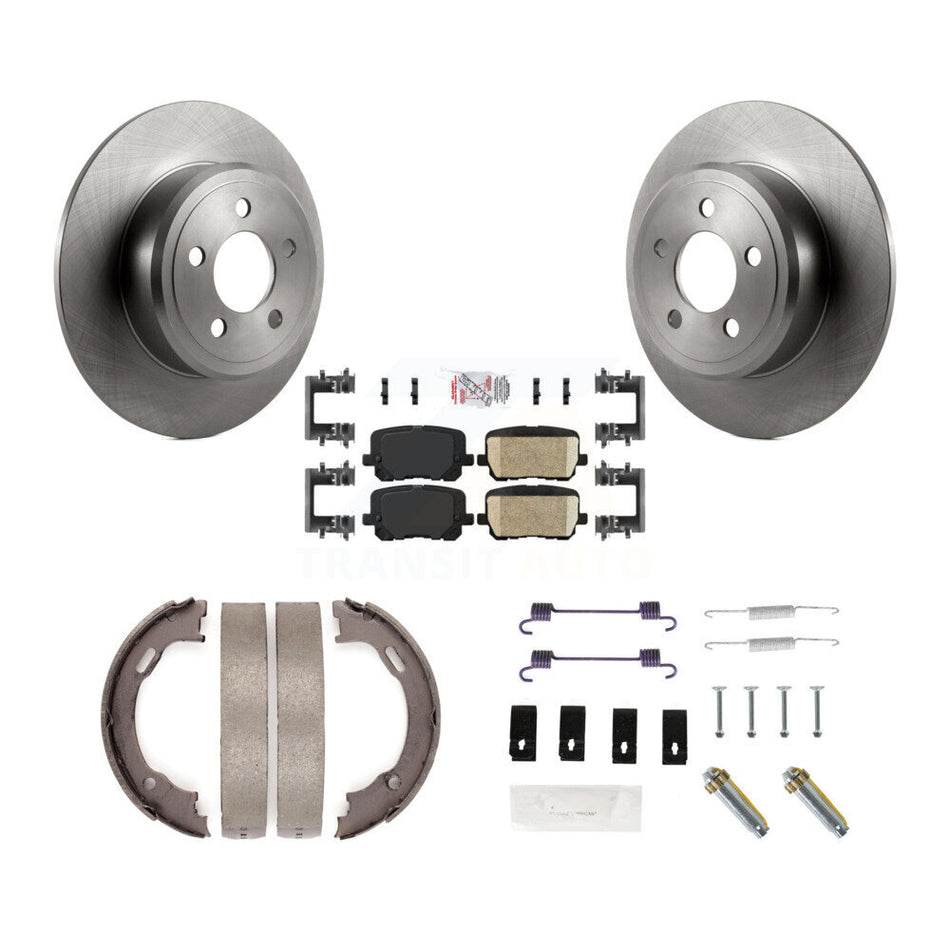 Rear Disc Rotors Ceramic Pads Parking Brake Shoes And Hardware Kit For Dodge Charger K8A-108907