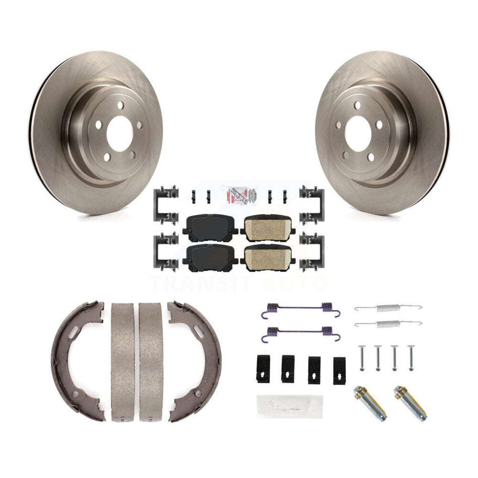 Rear Disc Rotors Ceramic Pads Parking Brake Shoes And Hardware Kit For Dodge Charger K8A-108909