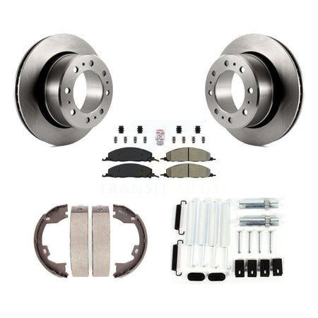 Rear Disc Rotors Semi-Metallic Pads Parking Brake Shoes And Hardware Kit For Ram 1500 K8A-108916