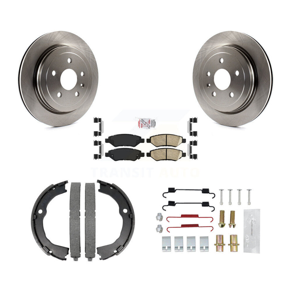 Rear Disc Rotors Ceramic Pads Parking Shoes & Hardware Kit For Chevrolet Camaro Cadillac K8A-108920