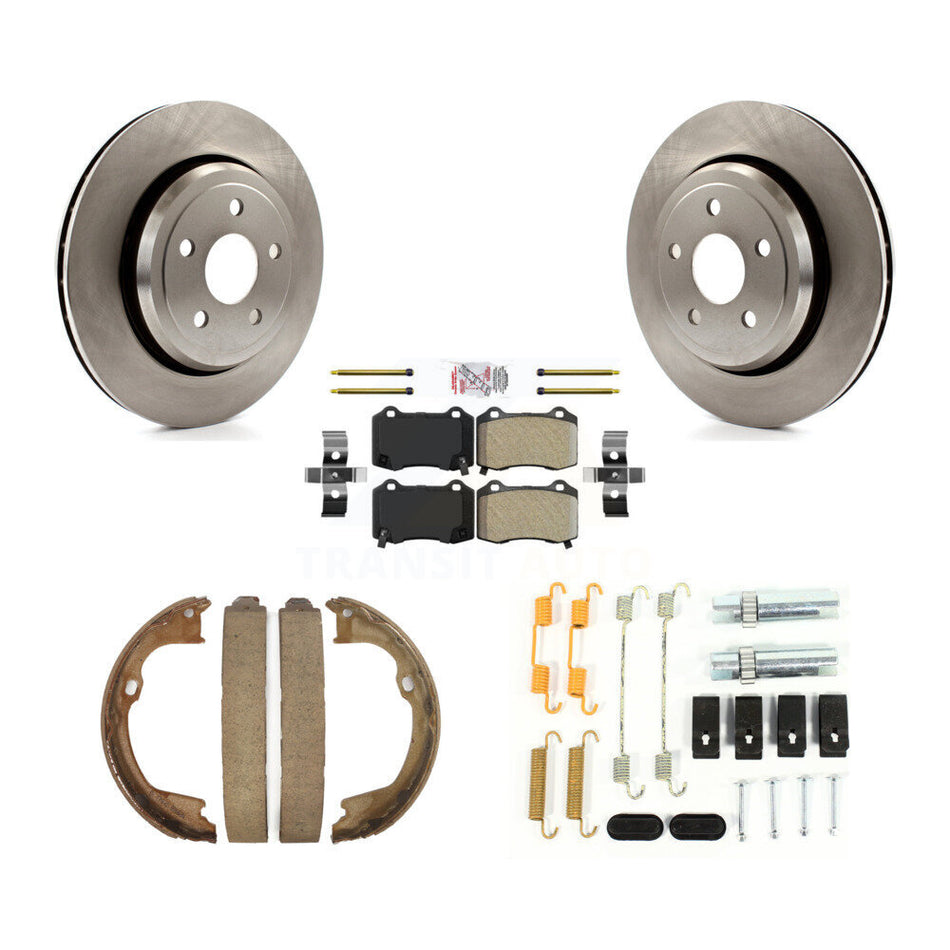 Rear Disc Rotors Semi-Metallic Pads Parking Shoes & Hardware Kit For Jeep Grand Cherokee K8A-108922