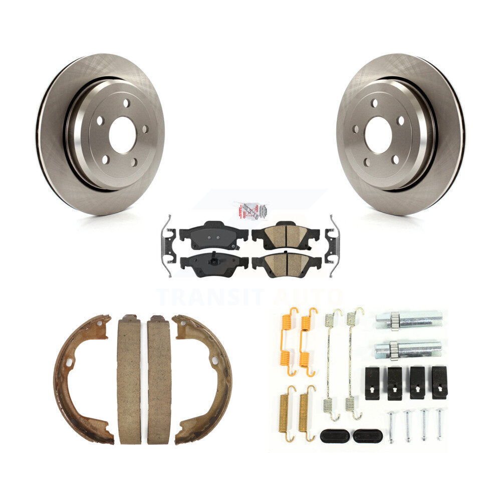 Rear Disc Rotors Ceramic Pads Parking Shoes & Hardware Kit For Jeep Grand Cherokee Dodge K8A-108924