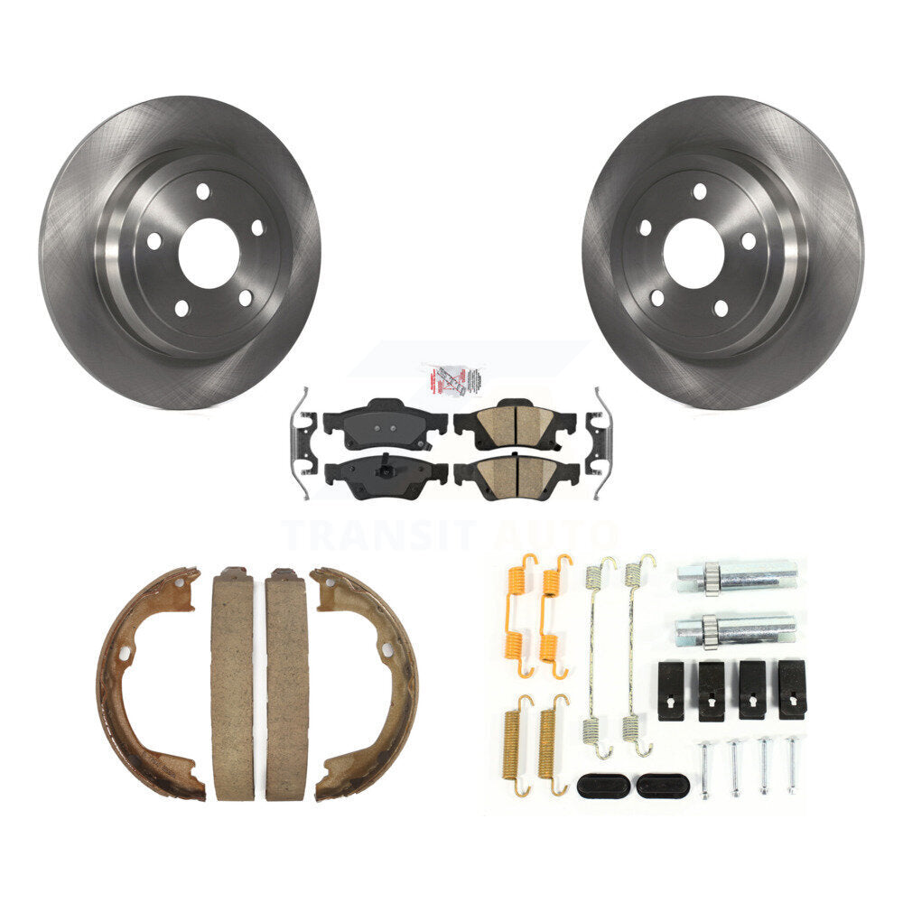 Rear Disc Rotors Ceramic Pads Parking Shoes And Hardware Kit For Dodge Durango Jeep Grand K8A-108925
