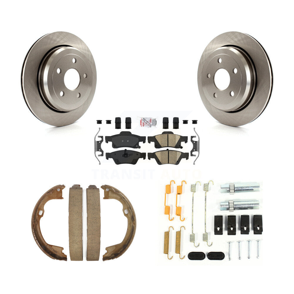 Rear Disc Rotors Ceramic Pads Parking Shoes & Hardware Kit For Jeep Grand Cherokee Dodge K8A-108926