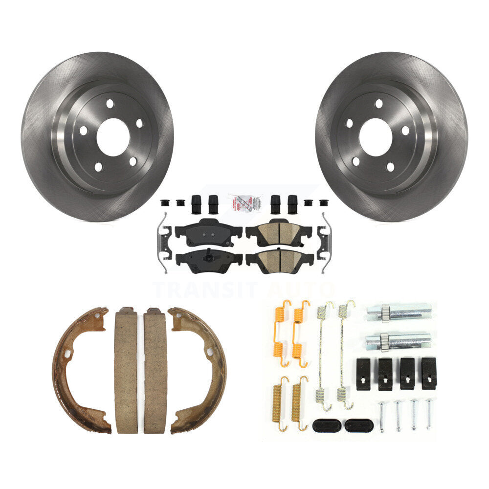 Rear Disc Rotors Ceramic Pads Parking Shoes And Hardware Kit For Dodge Durango Jeep Grand K8A-108927