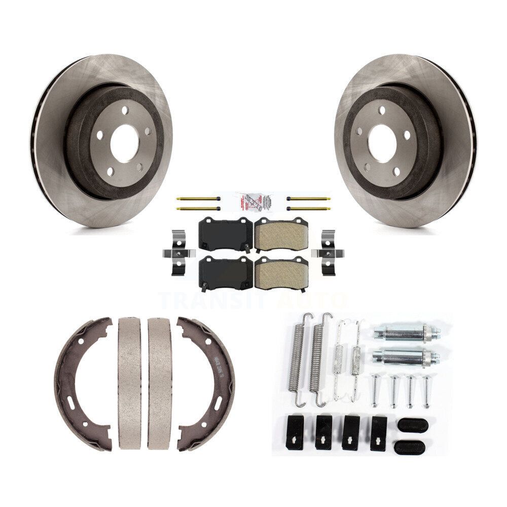 Rear Disc Rotors Semi-Metallic Pads Parking Shoes & Hardware Kit For Jeep Grand Cherokee K8A-108935