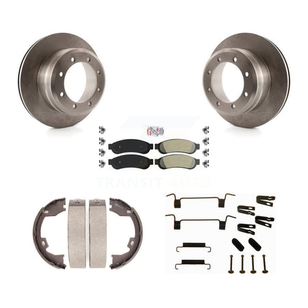 Rear Disc Rotors Semi-Metallic Pads Parking Shoes Hardware Kit For Ford F-350 Super Duty K8A-108938