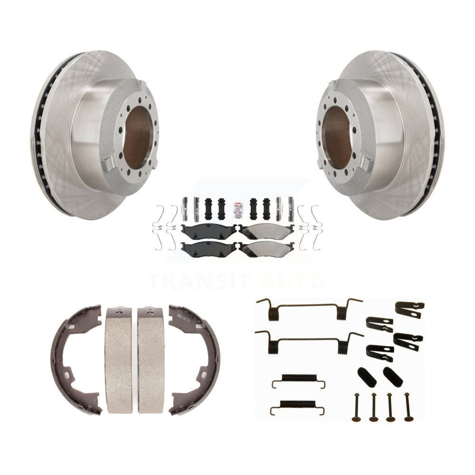 Rear Disc Rotors Semi-Metallic Pads Parking Shoes Hardware Kit For Ford F-450 Super Duty K8A-108940