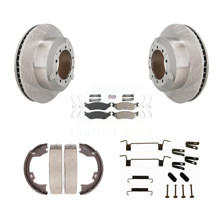 Rear Disc Rotors Semi-Metallic Pads Parking Shoes Hardware Kit For Ford F-450 Super Duty K8A-108941